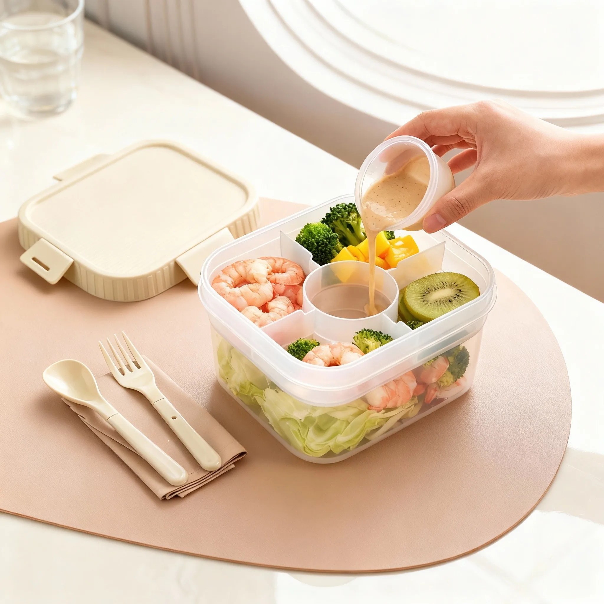 Food Storage Oven Safe - Przenośny, plastikowy, dwuwarstwowy pojemnik na lunch